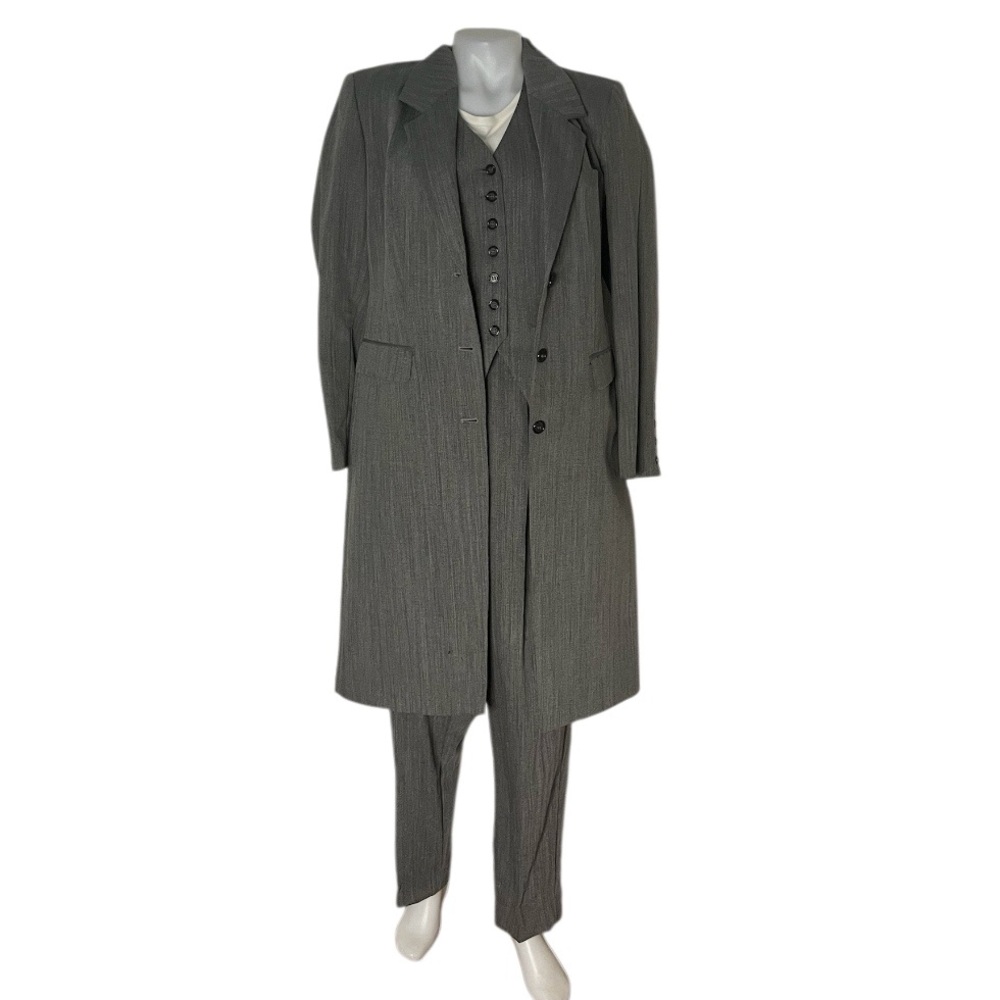 J PETERMAN 3 Piece Pantsuit Longline Jacket Pants Vest Wool Lined Womens VINTAGE - Picture 16 of 16